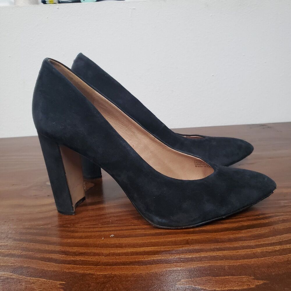 Madewell Suede Leather Pumps Hanne Heels Women's 11 Black Almond Toe Classic